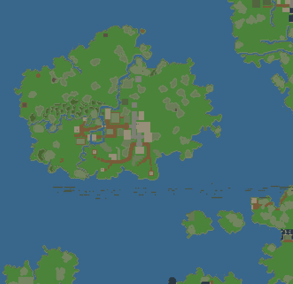Mapa de Rookgaard extraído do servidor Memories74
